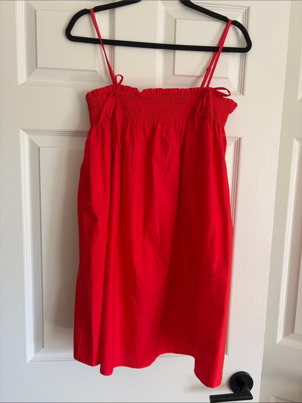 Bright Red Smocked Sundress with Spaghetti Straps